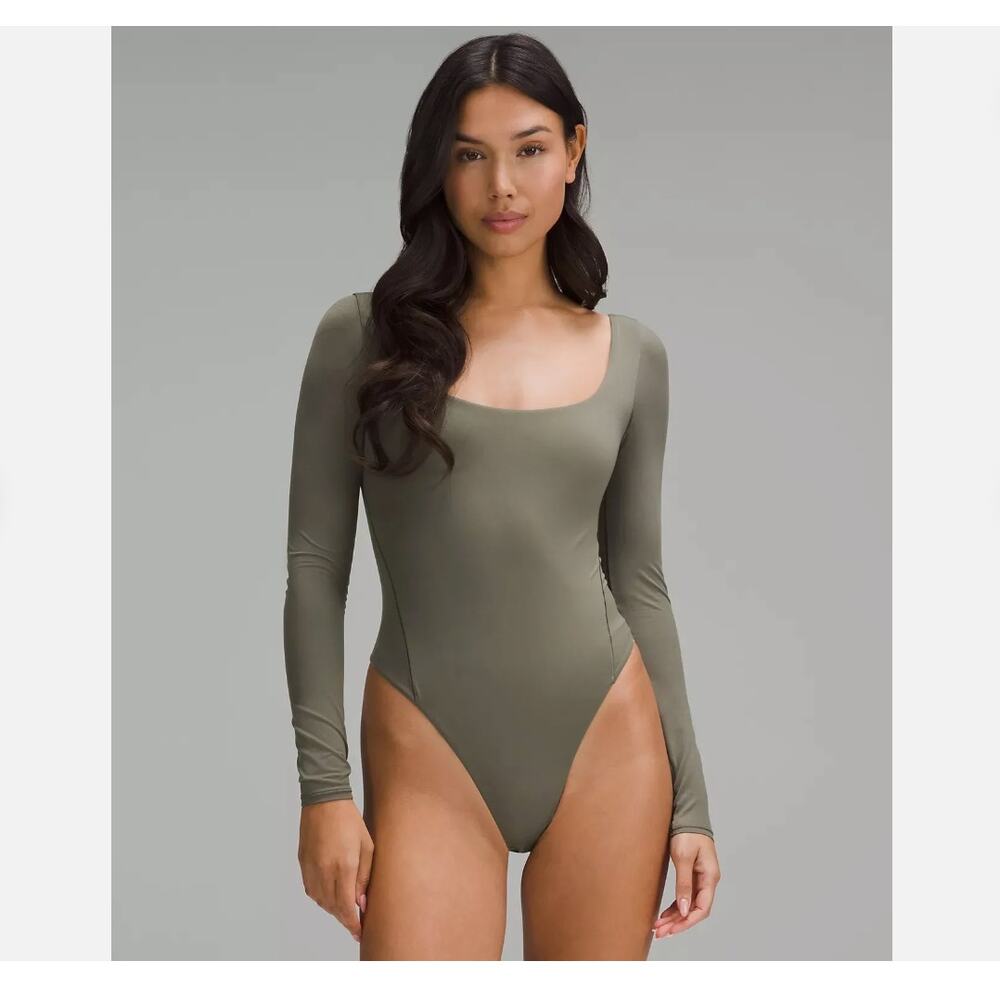 New Lululemon Size Large Ultra-Soft Nulu Square-Neck Long-Sleeve Bodysuit